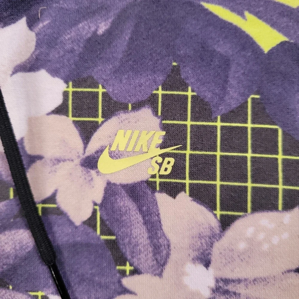 Nike SB Men Hoodie Small Floral Grid‎ Purple Skate Pullover